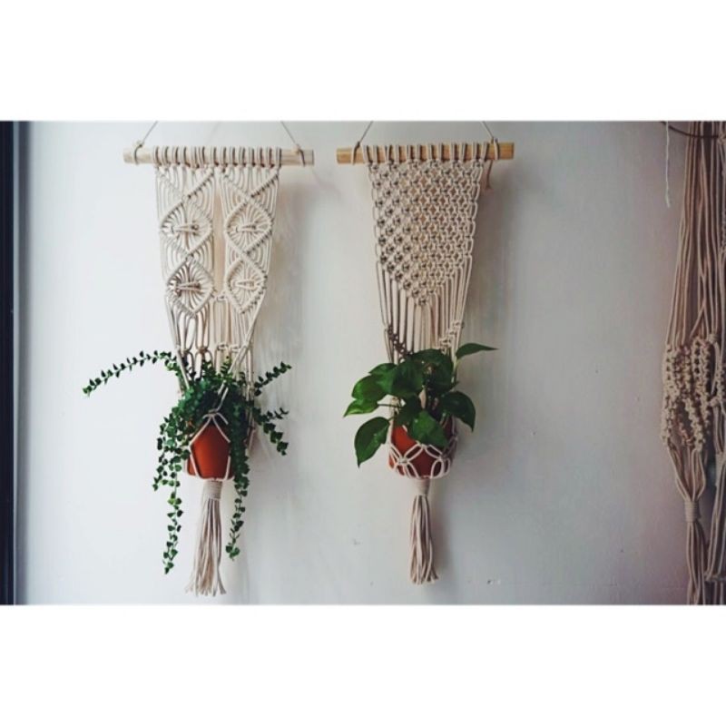 2 giỏ treo chậu cây - macrame