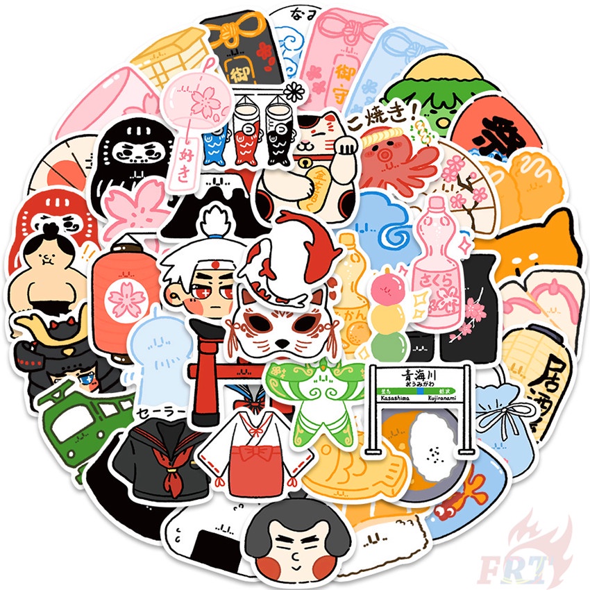 ❉ Japanese Customs &amp; Culture Art Series 02 Q Mascot Stickers ❉ 50Pcs/Set Waterproof DIY Fashion Decals Doodle Stickers