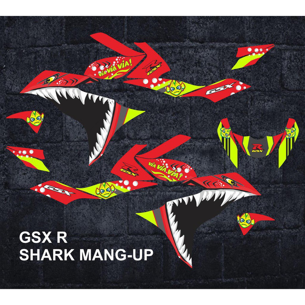 Decal Dán Trang Trí Xe Suzuki Gsx-R Shark Mang-Up