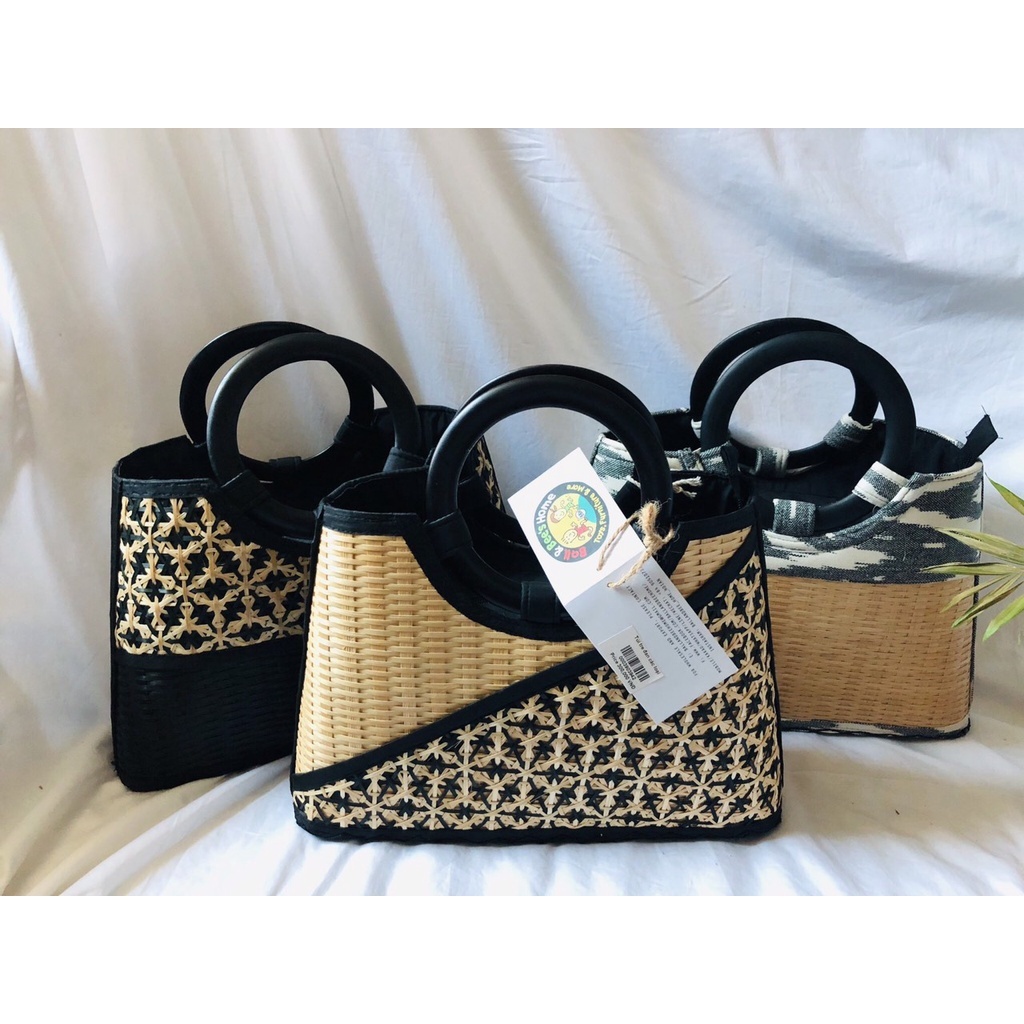 Túi tre đan tay cầm tay ,có ảnh thật - Kích thước: Rộng đáy: 35*10cm, Rộng miệng: 25*10cm, cao: 26cm, Dài quai 12cm