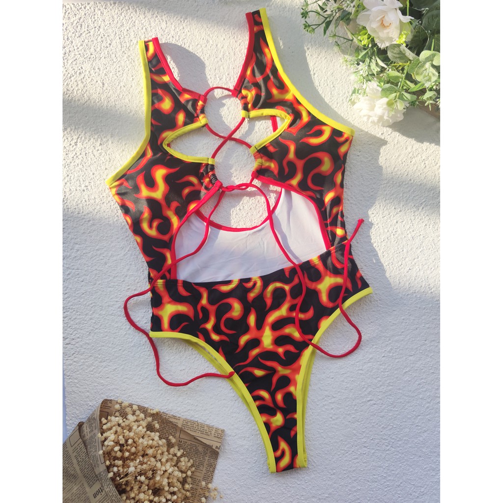 [BKN1352] &lt;ÂU&gt; BODYSUIT CUTOUT HOẠ TIẾT NGỌN LỬA
