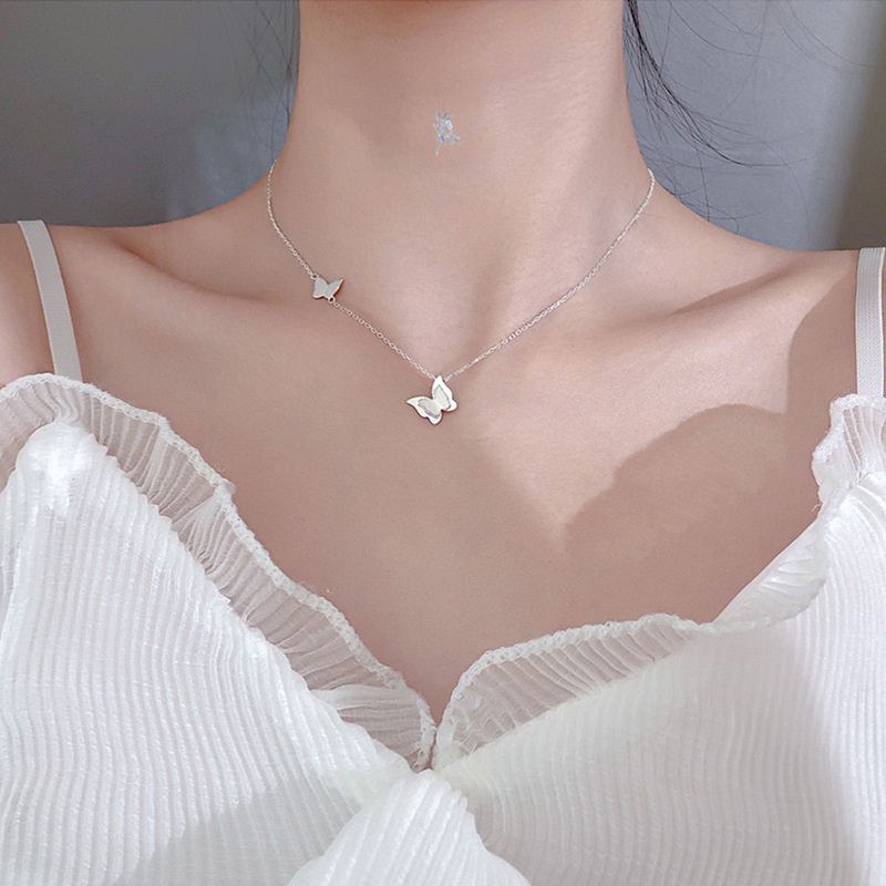 Dây Chuyền Bạc 925 Mặt Hình Bướm Đơn Giản Dành Cho Nữ