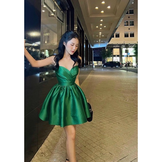 Đầm Dây Thắt Vai Xoè Tapta Cúp Nhún Chéo Ngực