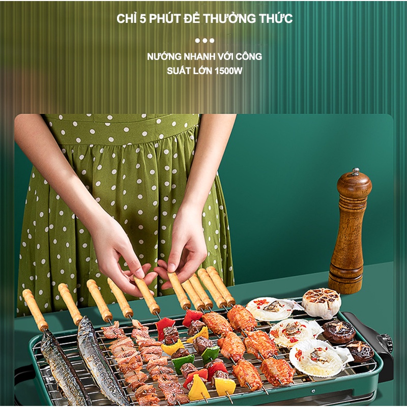 Bếp nướng  đa năng chống dính, tiết kiệm điện, nướng nhanh phù hợp cho 6 người