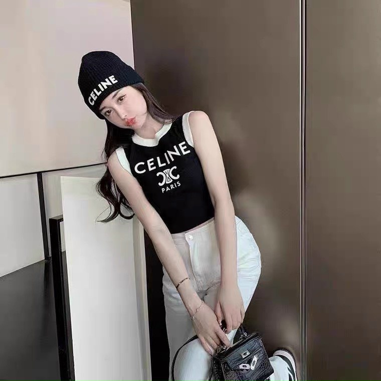 Áo thun nữ ba lô sát nách dáng croptop ngắn in hình chữ phối viền màu xinh