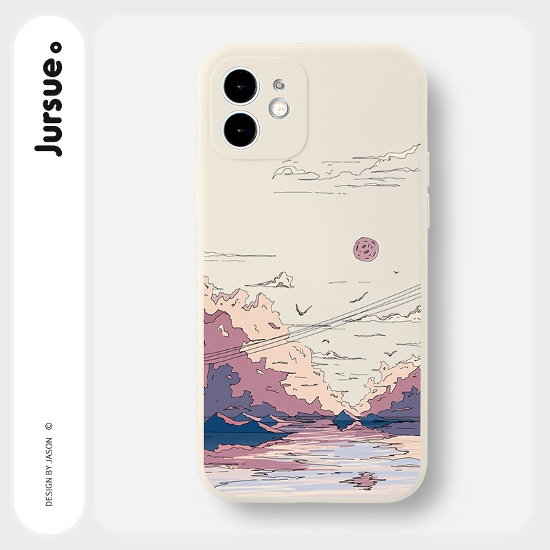 Ốp lưng JURSUE mềm viền vuông hình dễ thương đẹp cho iPhone 13 12 11 Pro Max SE 2020 X XR XS ip 8 7 6 6S Plus kute Y161