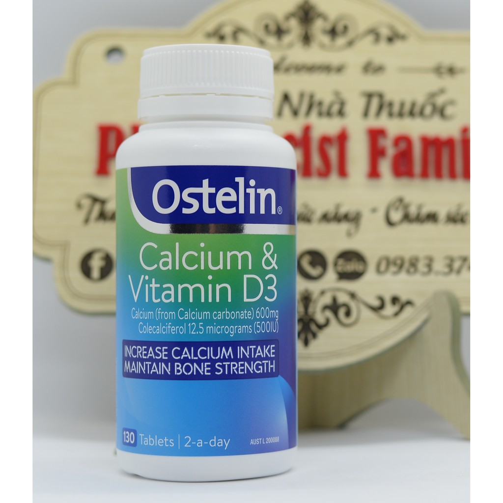 bibo BBO Thực Phẩm Bổ Sung Canxi Ostelin Calcium - Vitamin D3 130 Viên - Mẫu mới 2020