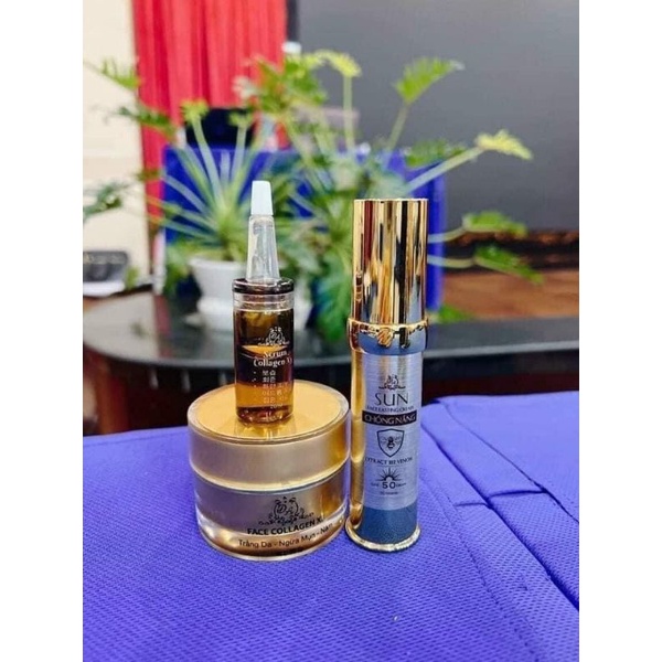 COMBO SERUM COLLAGEN X3 + KEM FACE COLLAGEN X3 + CHỐNG NẮNG NỌC ONG...