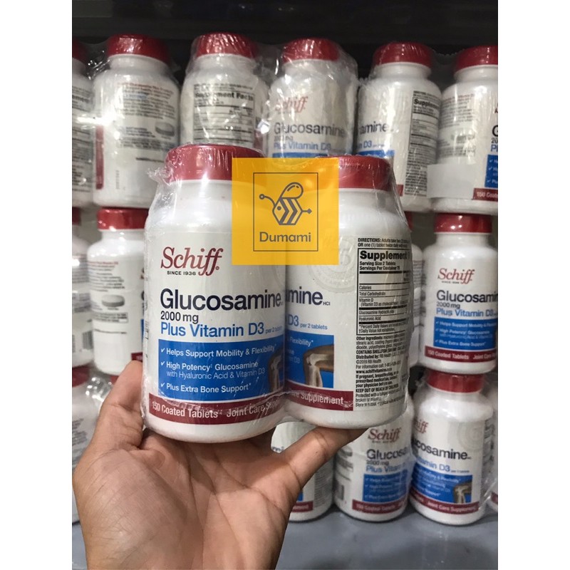 Schiff Glucosamine 2000mg Plus Vitamin D3 150Viên hỗ trợ Xương Khớp của Mỹ