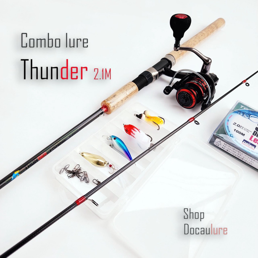 Bộ cần câu lure Thunder máy đứng Deukio FS2000 tặng bộ mồi câu BCM21- Đứng