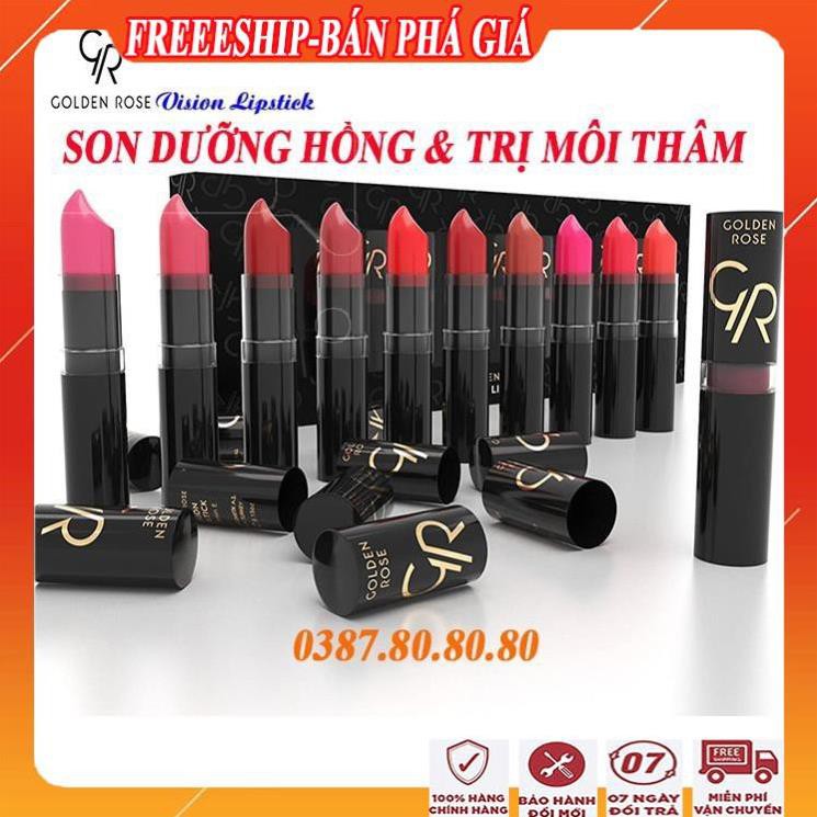 Son dưỡng có màu lâu phai vision golden rose/Son dưỡng môi cao cấp trị môi thâm và dưỡng hồng môi