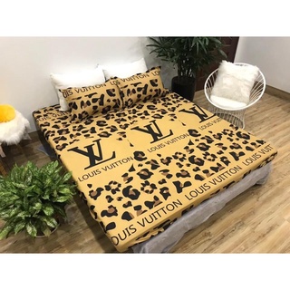 Bộ ga gối cotton mẫu da báo lv cotton sunnybeding set 3 món 1 ga và 2 vỏ gối nằm