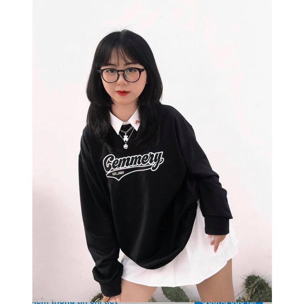 Áo Sweater Gemmery 2 màu đen trắng Unisex nhiều size (N335)