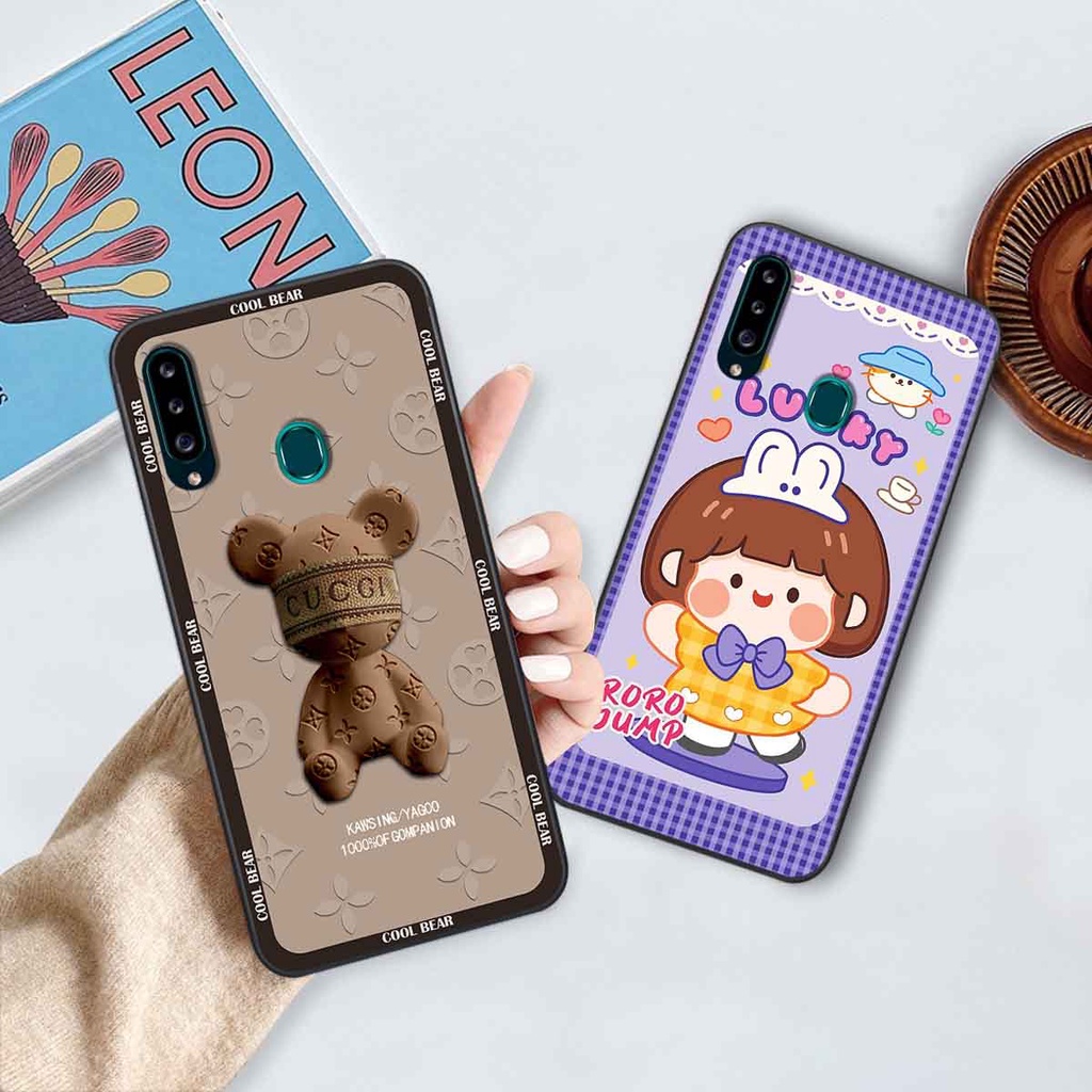 Ốp Samsung A20s bear brick, gấu đáng yêu, dễ thương