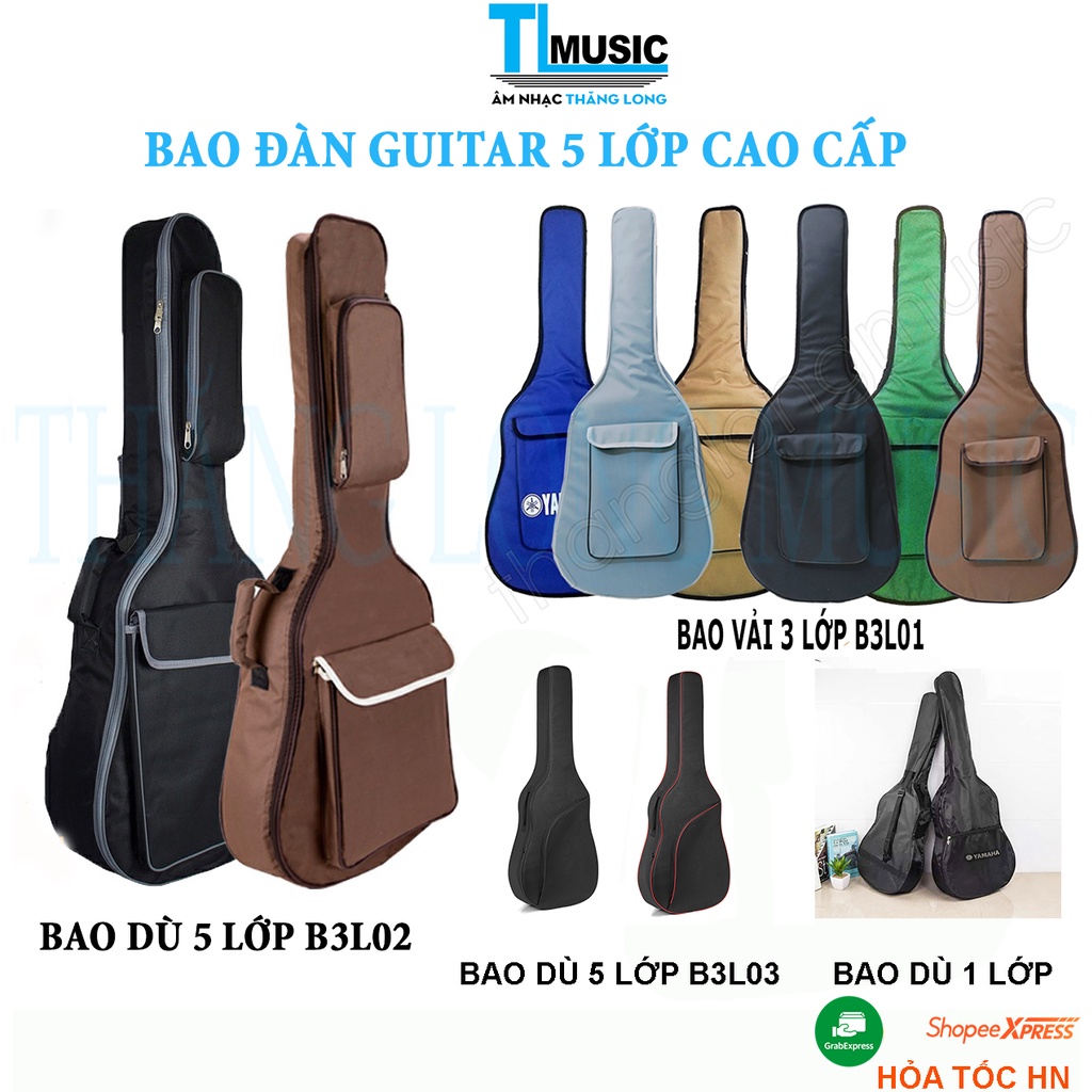 Bao đựng đàn guitar vải Dù 3 lớp cao cấp nhiều mầu sắc