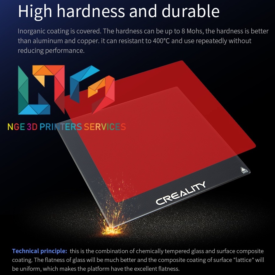 Tấm kính bàn in tinh thể Carbon Glass Plate size 310*320*4mm cho máy in 3d series CR-10 & Ender 3 Max...