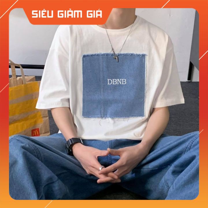 Áo thun nam phối vải jean trước ngực thời trang 2021 | BigBuy360 - bigbuy360.vn