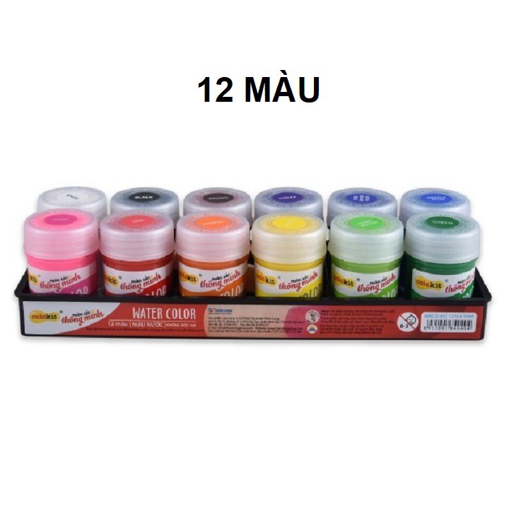 [Gi hoả tốc] Vỉ màu nước 𝑻𝒉𝒊𝒆̂𝒏 𝑳𝒐𝒏𝒈 Poster Colokit 12 màu Waco-05