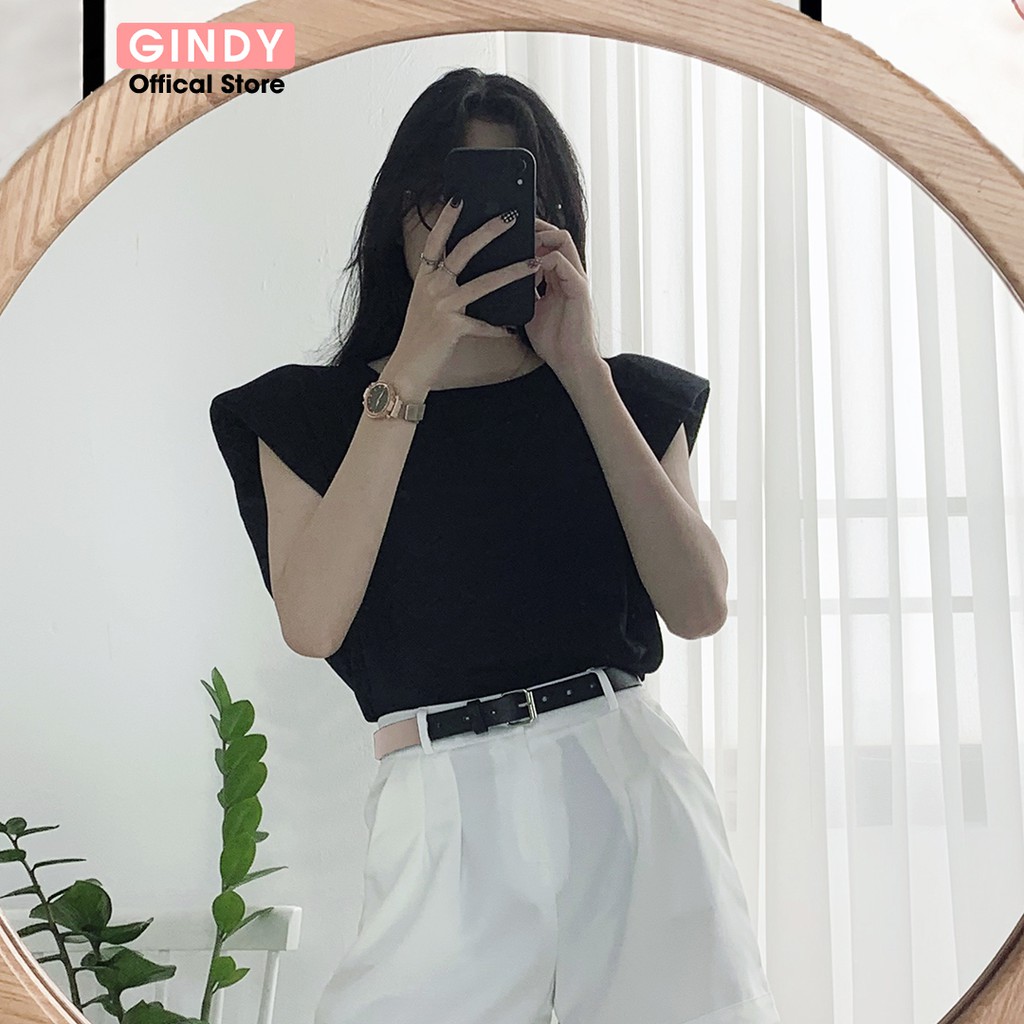 Áo thun phông nữ GINDY độn vai dáng rộng phong cách Unisex A10081
