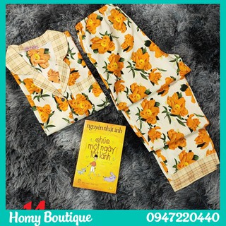 Đồ ngủ nữ - bộ pijama phi lụa họa tiết dễ thương