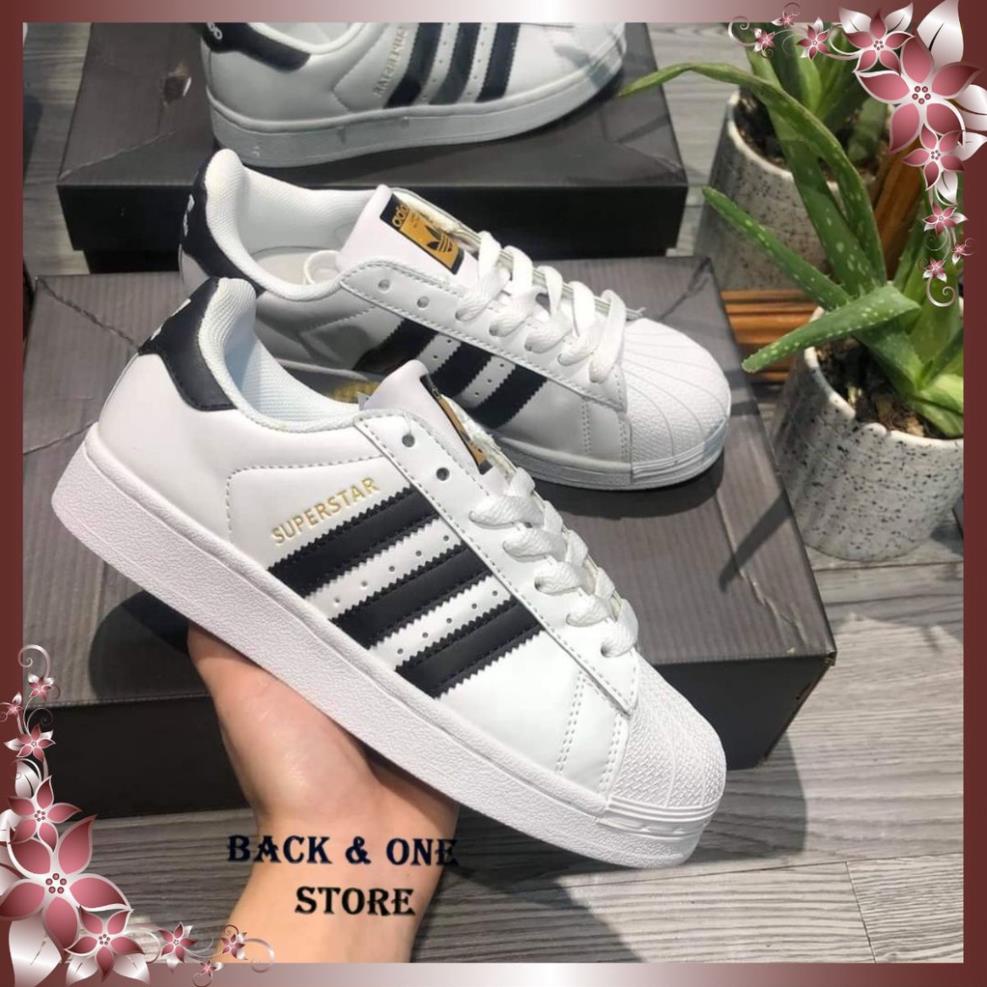 A Giày thể thao, giày adidas superstar mũi sò đen trắng nam nữ đủ size