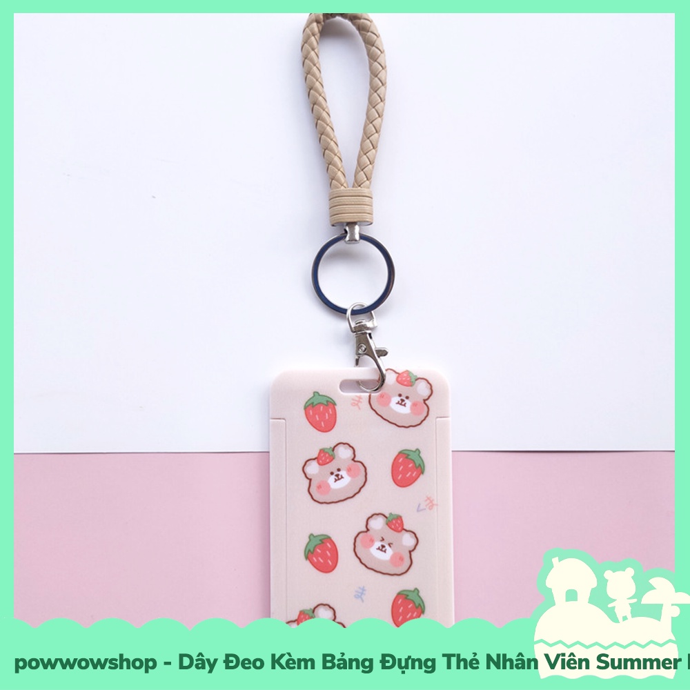 [Sẵn VN - Hỏa Tốc] Dây Đeo Thẻ Bao Thẻ Nhân Viên Nhựa PVC Summer Pompon Bear