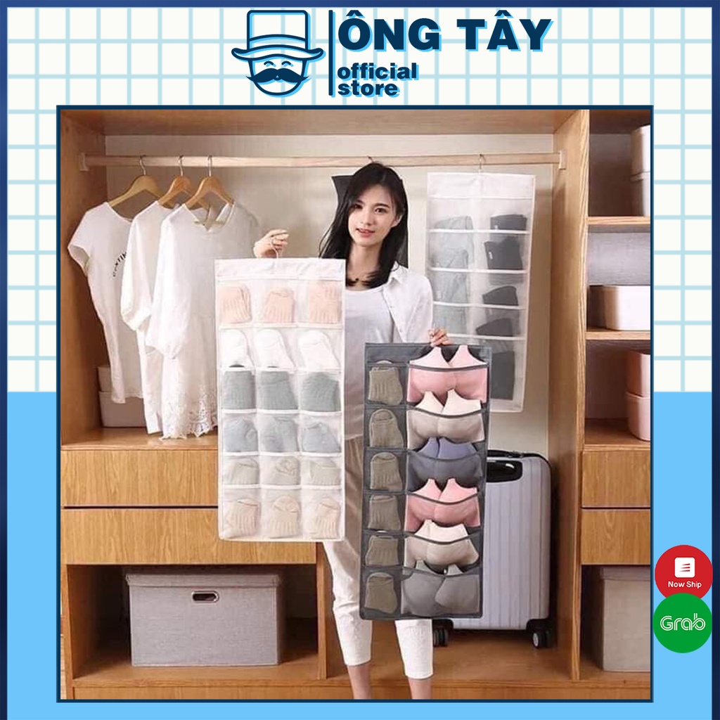 Túi đựng đồ lót có móc treo - túi vải đựng đồ 2 mặt 30 ngăn