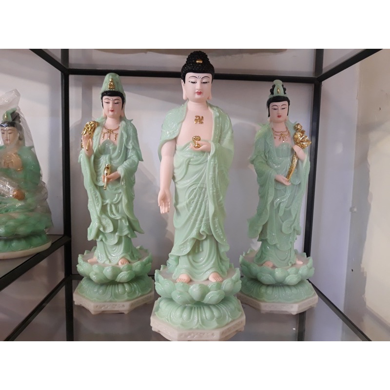 Bộ 03 tượng Tây Phương Tam Thánh 45cm  composite và Đá