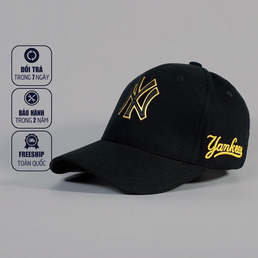 Mũ lưỡi trai - Nón Kết MLB Viền Vàng - Hộp, Tem, Mac Đầy Đủ