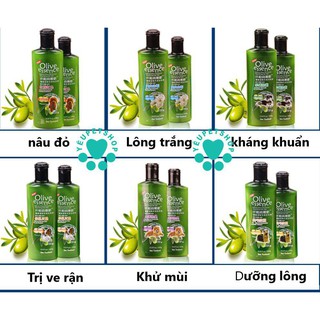 Sữa tắm cho chó mèo Olive Essence 450ml khử mùi dưỡng lông diệt ve rận bọ ghẻ