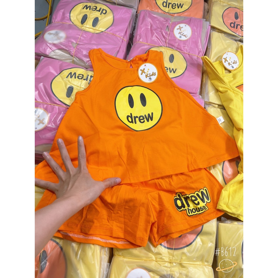 Bộ bé gái Drew cotton tầu Hồng, Vàng, Cam và Nâu size Đại 15-30kg XHN932