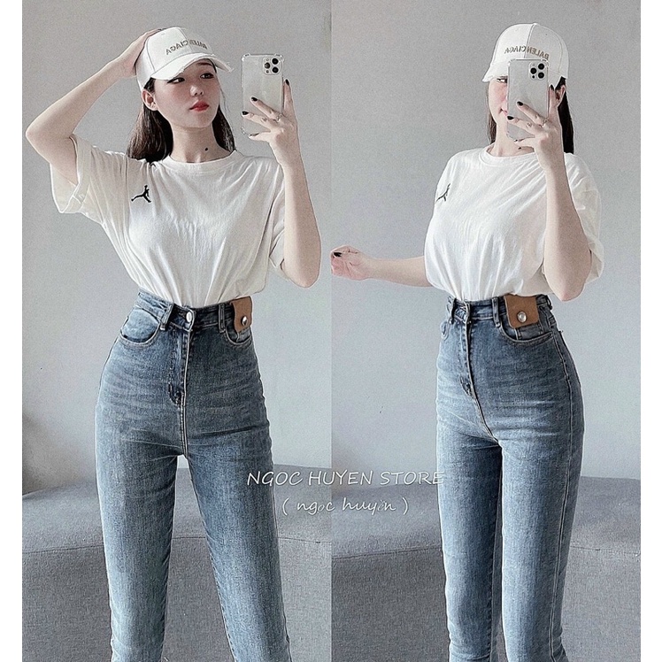 Quần Jean nữ cạp lưng siêu cao dài 98cm từ đáy quần xuống chân 66cm | BigBuy360 - bigbuy360.vn