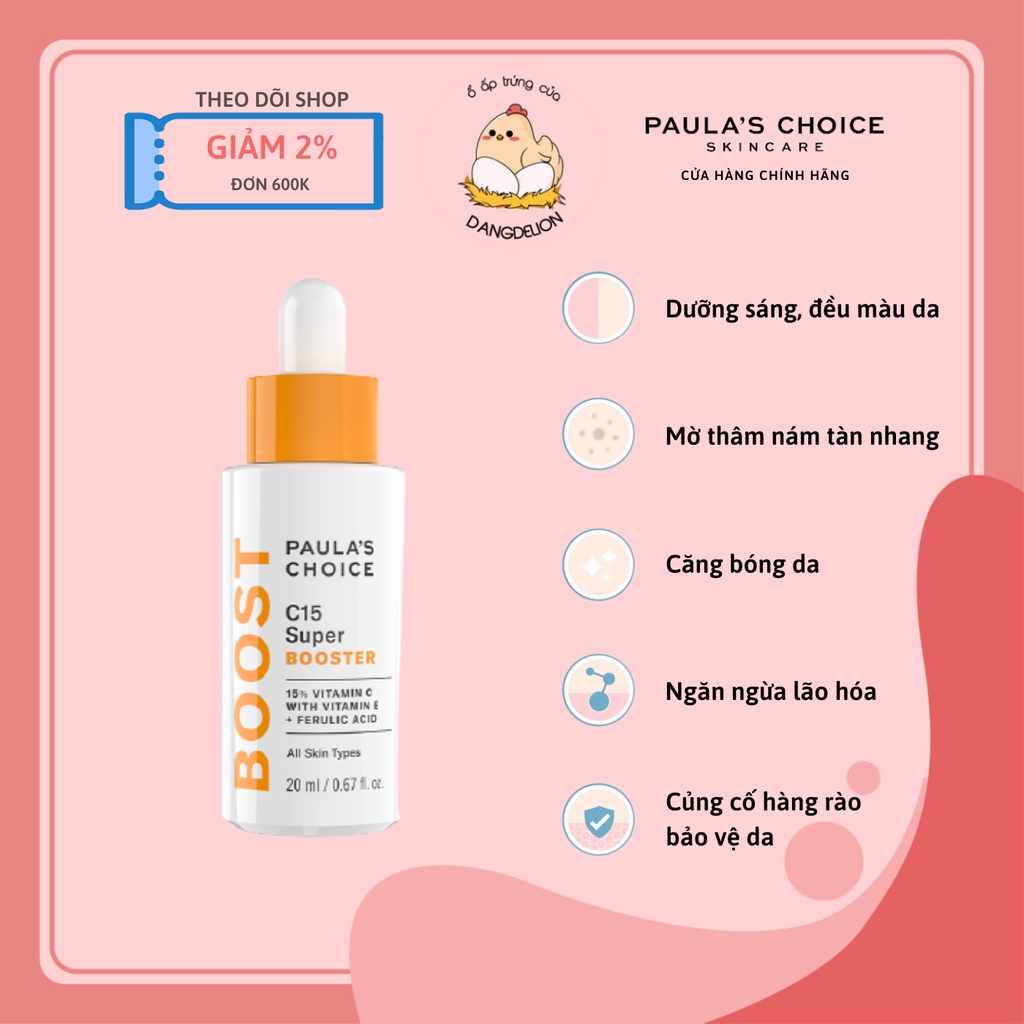 Tinh chất tăng cường làm sáng da ngăn ngừa lão hóa chứa Vitamin C Paula's Choice C15 Super Booster 20ml
