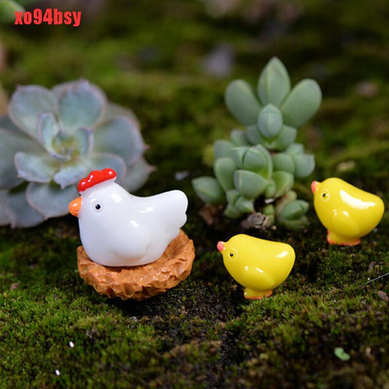 [xo94bsy]Mini Chicken Fairy Garden Miniatures Gnomes Moss Terrariums Resin Figurines For