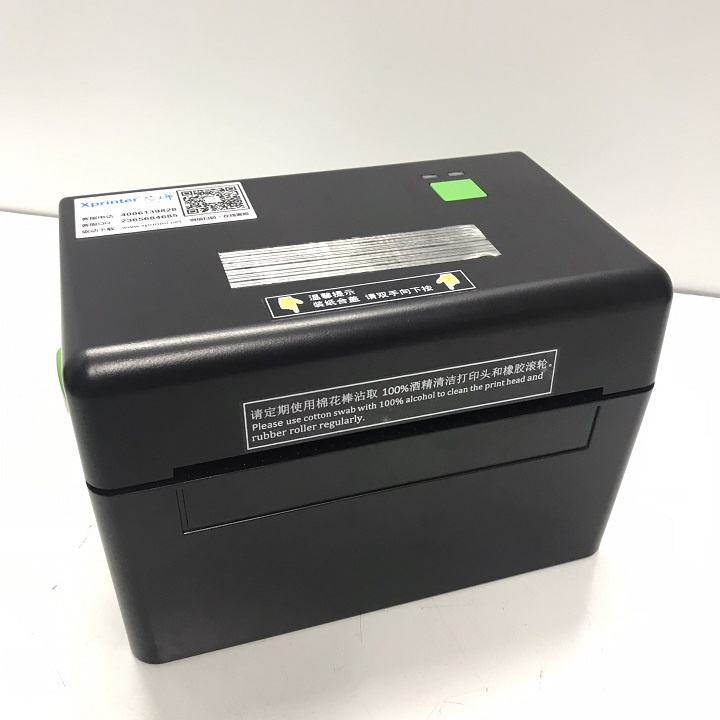 Máy in nhiệt Xprinter XP-DT108 + 1 cuộn in nhiệt decal 10x15cm in đơn hàng, tem mã vạch, livestream, bill, hóa đơn