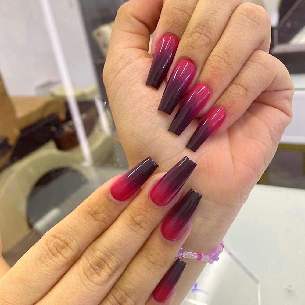 Hộp 24 Móng Tay Giả Dáng Dài Che Phủ Toàn Diện Thời Trang Cho Nữ