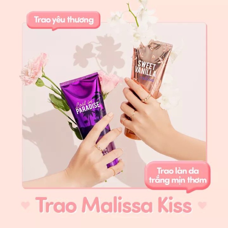 Sữa dưỡng trắng da toàn thân hương nước hoa Malissa Kiss 226g - Angel Series