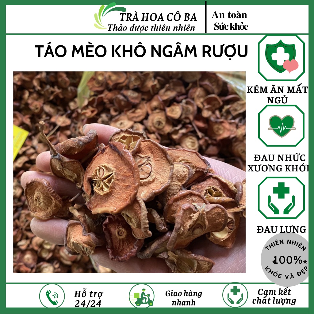 Táo mèo khô ngâm rượu, sơn trà ngâm rượu Trà Hoa Cô Ba 1kg