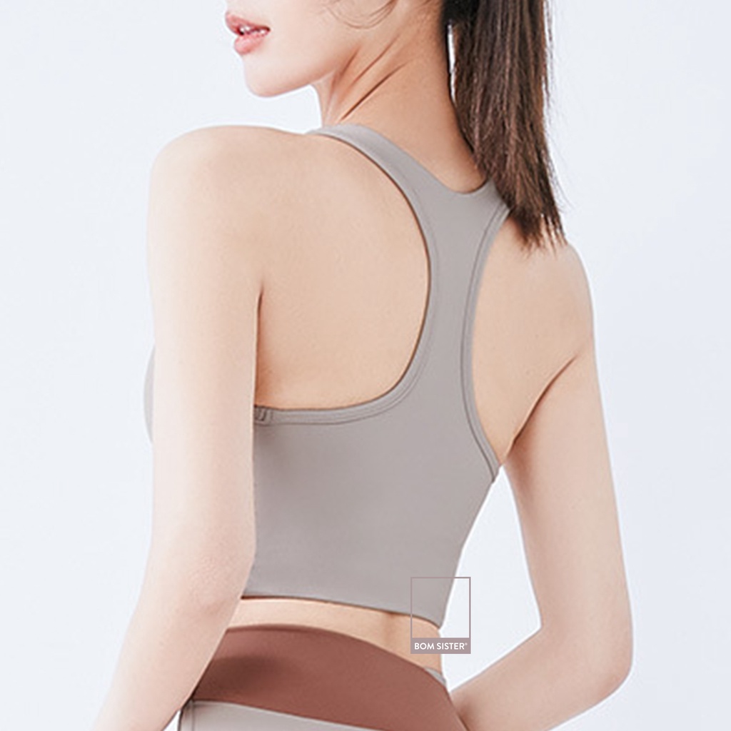 Áo lót tập Yoga - Gym croptop thun phối lưới co giãn 4 chiều mút có thể tháo rời  BOM SISTER AT0063