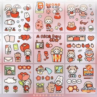 Sticker các loại Cute Trang Trí Bình Nước Cô Gái Dễ Thương