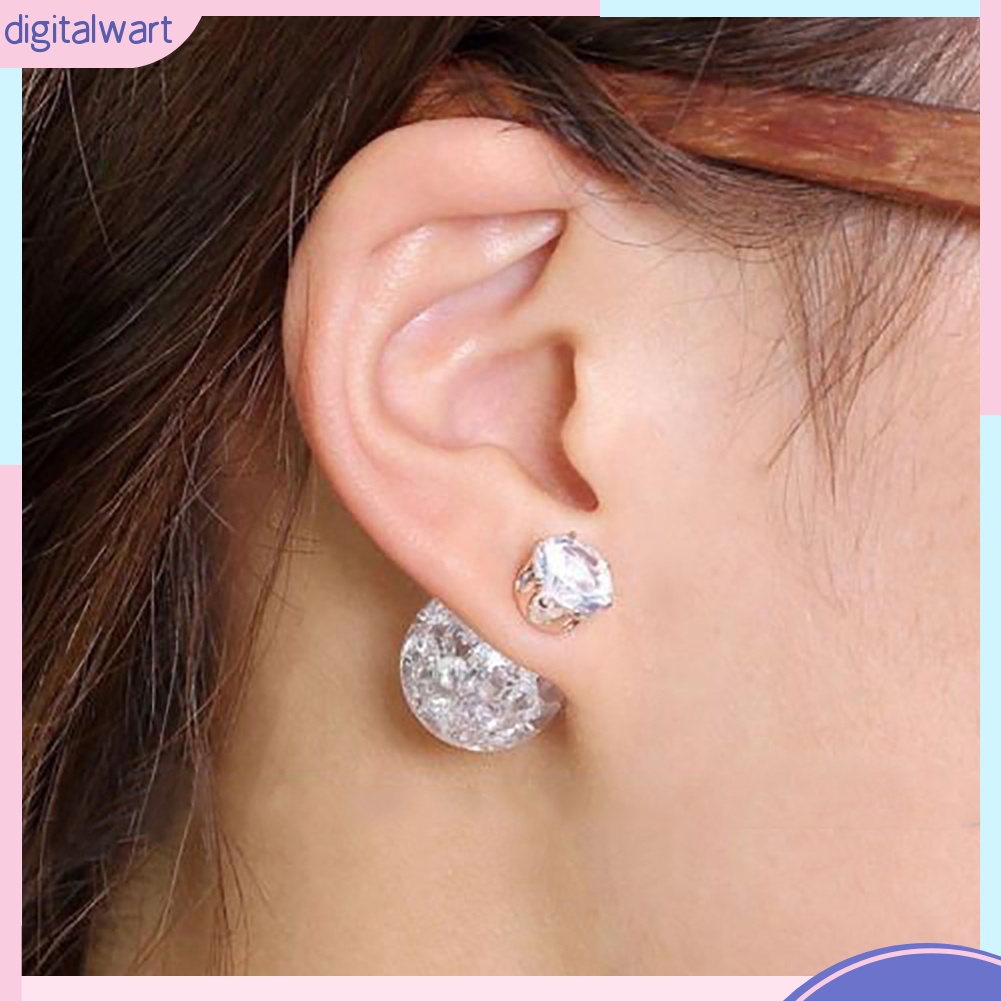 Cặp khuyên tai thiết kế quả cầu pha lê nhiều màu sắc cá tính trẻ trung dành cho nữ