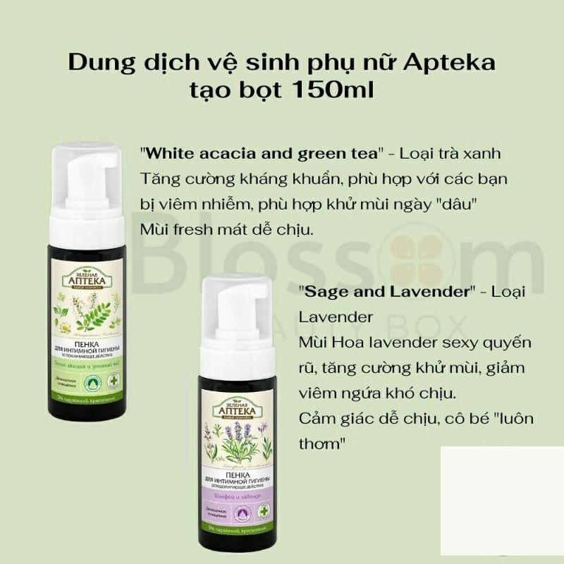 Dung dịch vệ sinh Nga anteka apteka dạng bọt ngừa nấm làm sạch dịu nhẹ 150ml