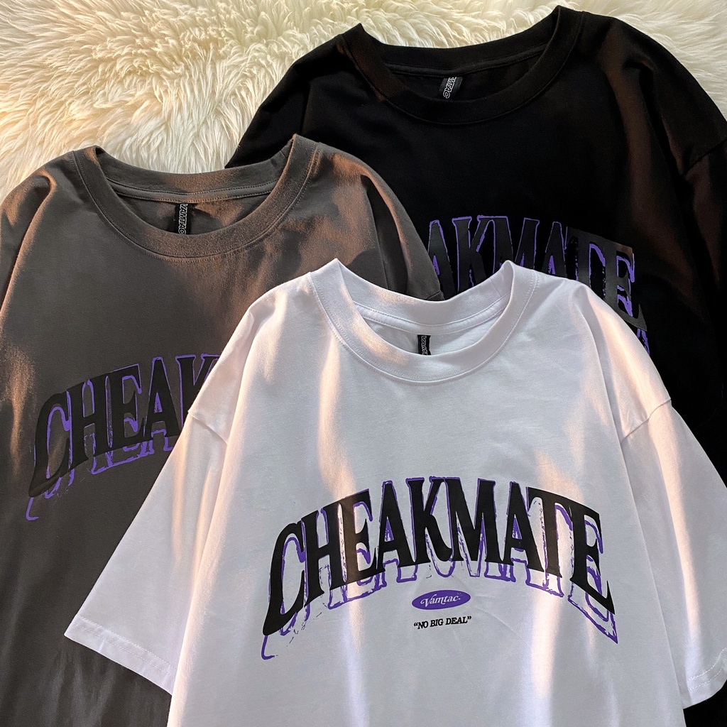 Áo thun tay lỡ caro CHEAKMATE ❤️ Áo phông oversize form rộng unisex  nam nữ - A05 - Happy Style