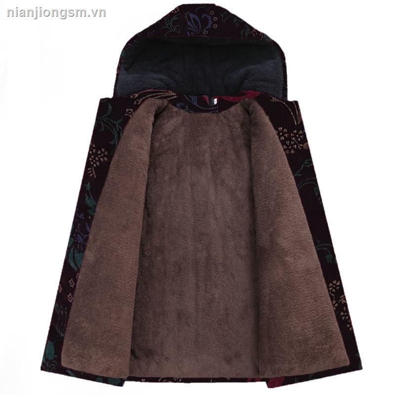 Áo khoác lót nhung cotton thoáng mát hợp thời trang dành cho người cao tuổi