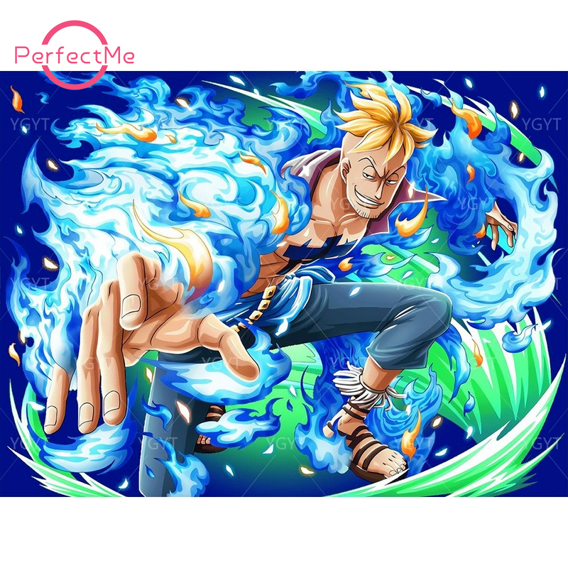 Tranh đính đá 5D tự làm hình ONE PIECE 40x30cm trang trí nhà cửa