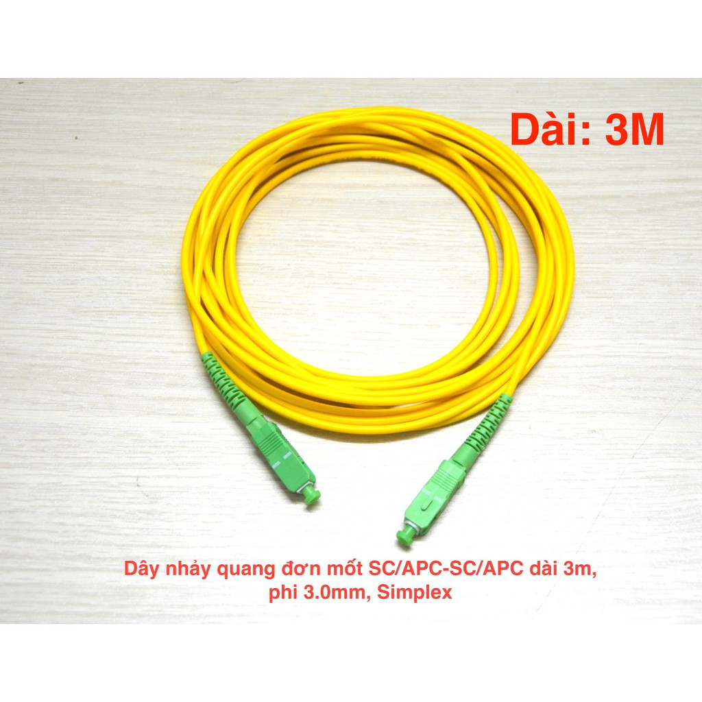 Dây nhảy quang đơn mốt SC/APC-SC/APC dài 3m, phi 3.0mm, Simplex