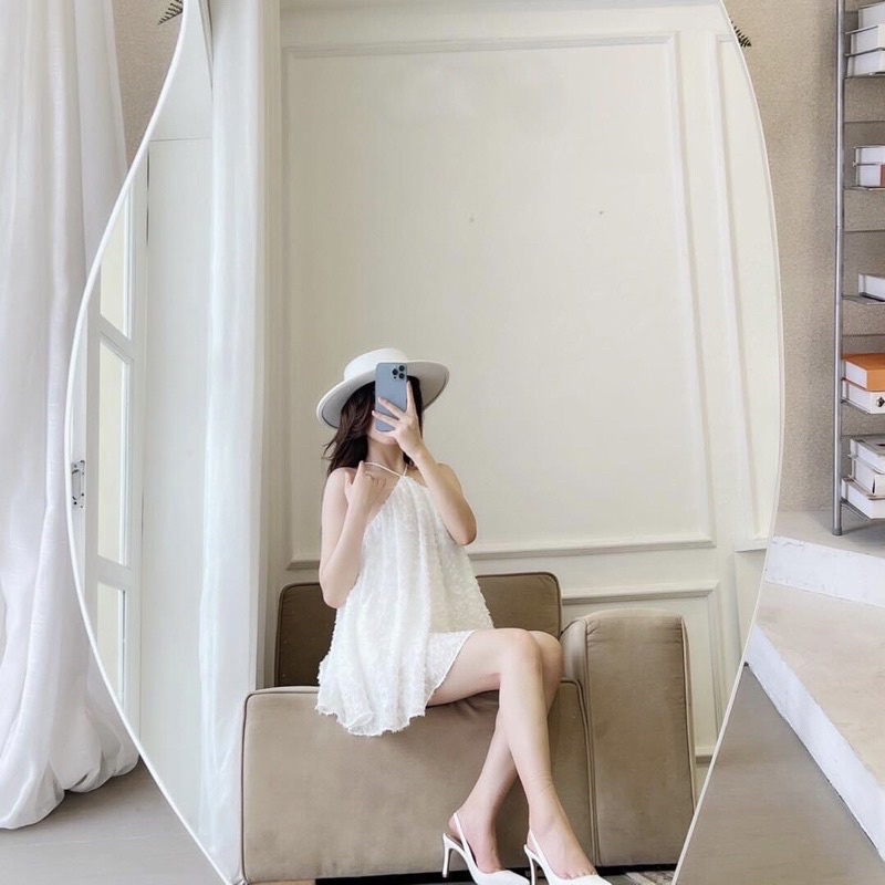 [CÓ MÚT]  ĐẦM CỔ YẾM LÔNG VŨ ĐẦM BBD GIẤU QUẦN HOA NỔI váy yếm lông vũ hở lưng váy cổ yếm lông vũ | BigBuy360 - bigbuy360.vn