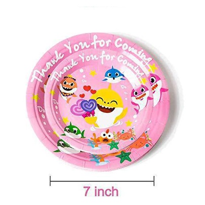 Bộ Dụng Cụ Bàn Ăn Bằng Giấy Dùng Một Lần Họa Tiết Cá Mập Hoạt Hình Dễ Thương Cho Bé