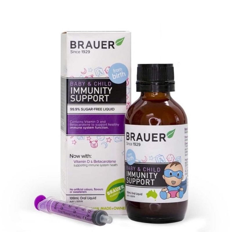 Siro Tăng Sức Đề Kháng Trẻ 1-12 Tuổi Brauer Baby &amp; Child Immunity Support 100ml