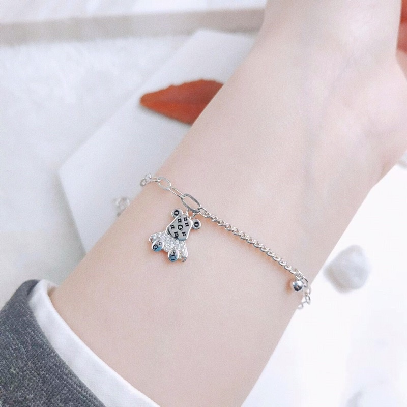 Lắc tay hình tim đặc bạc chuẩn 3 lá may mắn